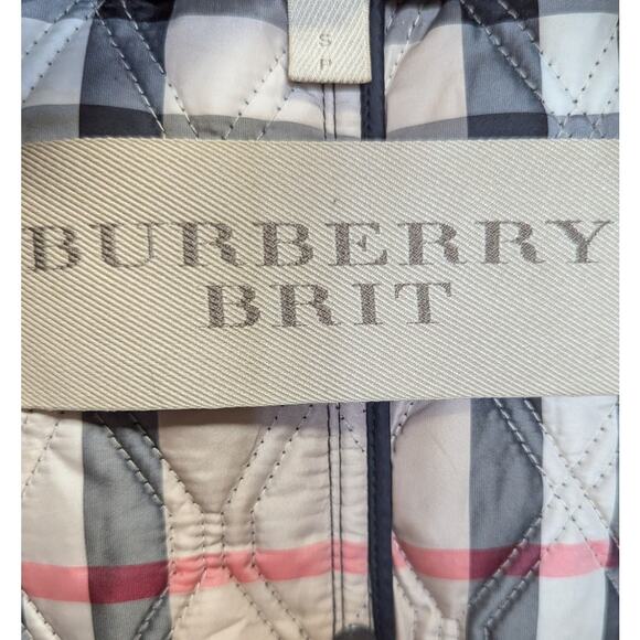Burberry Brit Finsbridge Quilted Black Coat Small Belted Hooded Jacket Outerwear - Picture 5 of 6
